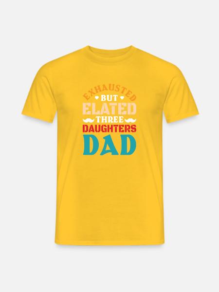 Papa Vater von drei Mädchen Töchtern - Männer T-Shirt - Gelb
