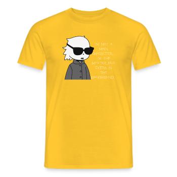 Extra Mysterious in the Background - Men's T-Shirt - yellow - Front - AI Model Male 178 dark (178cm)