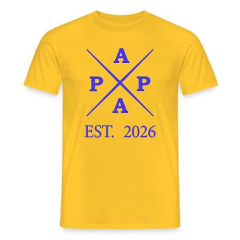 Papa Est 2026 - Männer T-Shirt - Gelb - Vorne - AI Model Male 178 dark (178cm)