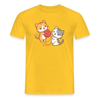 Chatons et pelote kawaii - T-shirt homme - jaune - Devant - AI Model Male 178 dark (178cm)