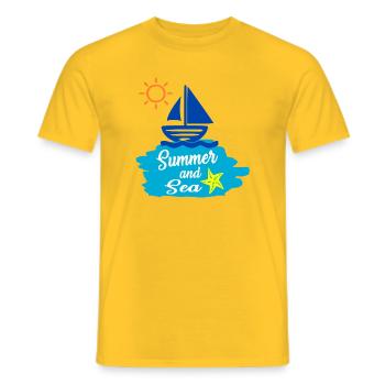 Été et Mer - Conception estivale - T-shirt homme - jaune - Devant - AI Model Male 178 dark (178cm)