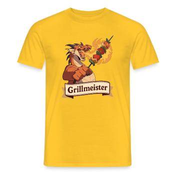 Vegetarian Grill Master Dragon - Men's T-Shirt - yellow - Front - AI Model Male 178 dark (178cm)