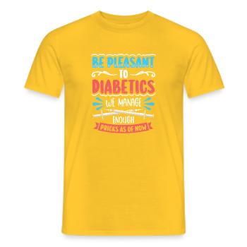 Diabetes type 1 diabetic - Men's T-Shirt - yellow - Front - AI Model Male 178 dark (178cm)