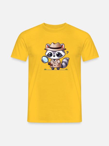 Detektiv-Raccoon im Trenchcoat - Männer T-Shirt - Gelb