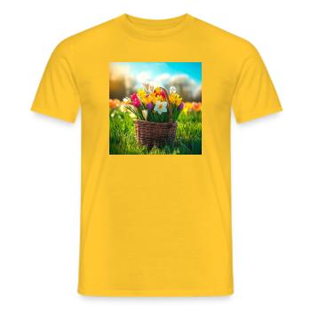 Tulips in a colorful basket - Men's T-Shirt - yellow - Front - AI Model Male 178 dark (178cm)
