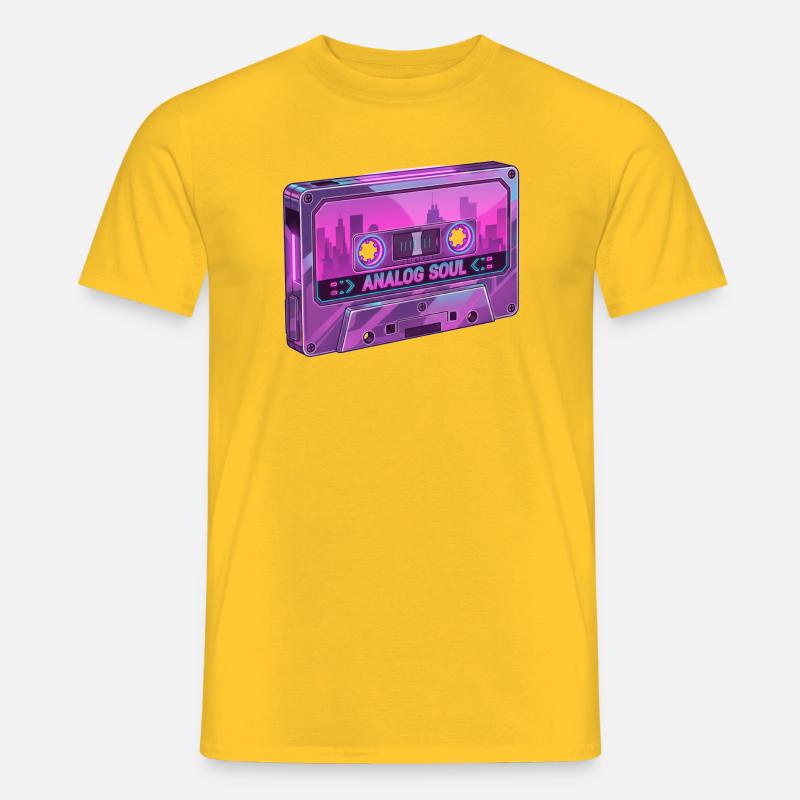 Retro Analog Soul Chrome Kassette Synthwave - Männer T-Shirt - Gelb