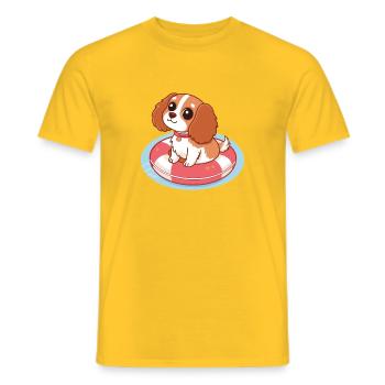 Süßer Welpe auf schwimmender Boje - Männer T-Shirt - Gelb - Vorne - AI Model Male 178 dark (178cm)