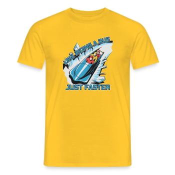 Rasender Bob, fast wie Bus fahren... - Männer T-Shirt - Gelb - Vorne - AI Model Male 178 dark (178cm)
