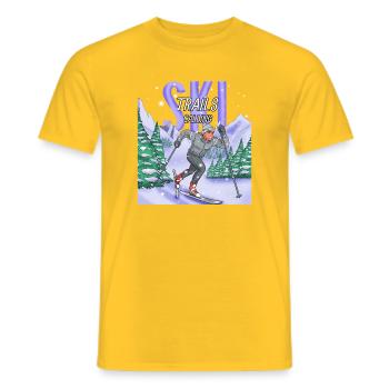 Ski Trails Calling Cross-Country Sports - Men's T-Shirt - yellow - Front - AI Model Male 178 dark (178cm)