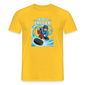 Eishockey Humor, besser als Fußball - Männer T-Shirt - Gelb - Vorne - AI Model Male 178 dark (178cm)