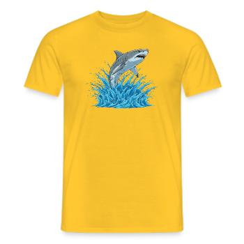 Shark jump over white water - Men's T-Shirt - yellow - Front - AI Model Male 178 dark (178cm)