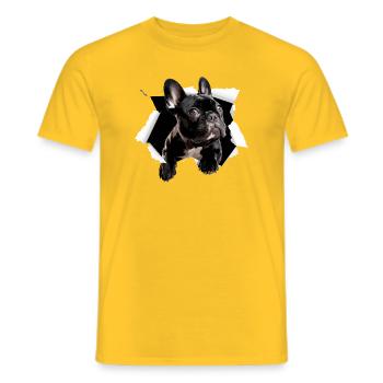  Französische Bulldogge Durchbruch Lustiger - Männer T-Shirt - Gelb - Vorne - AI Model Male 178 dark (178cm)