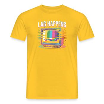 Lag Happens | Online Gaming Ping Humor - Men's T-Shirt - yellow - Front - AI Model Male 178 dark (178cm)