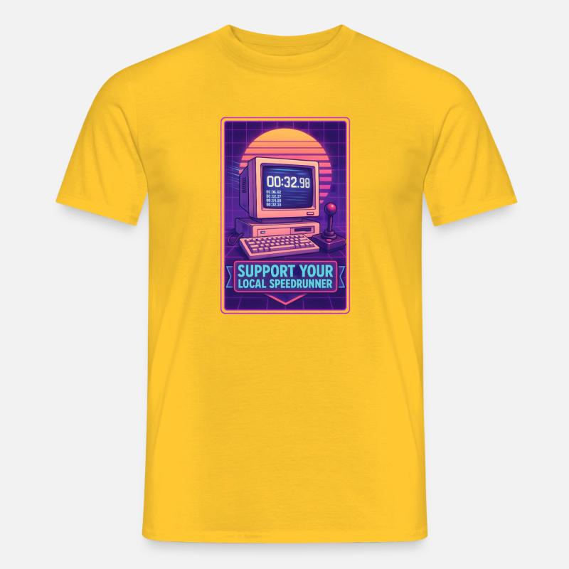 Speedrunner supporten | Retro Gaming Timer - Männer T-Shirt - Gelb
