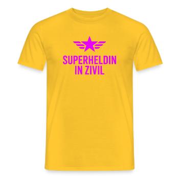 Super-héroïne en costume de super-héros civil - T-shirt homme - jaune - Devant - AI Model Male 178 dark (178cm)