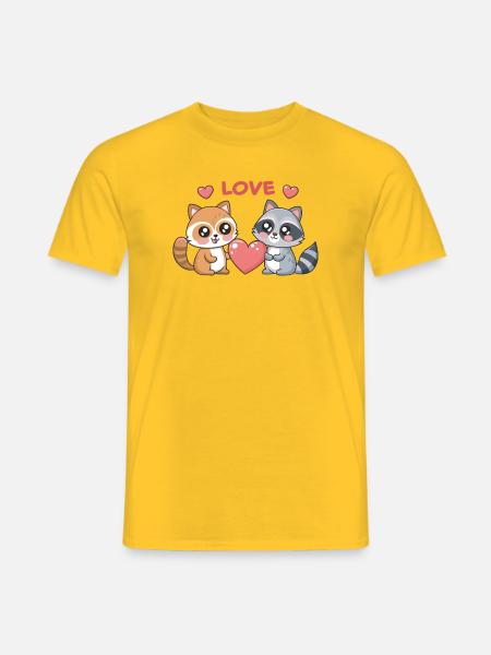 Liebe Kawaii Rotpanda und Waschbär - Männer T-Shirt - Gelb