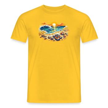 Sunset on the beach illustration - Men's T-Shirt - yellow - Front - AI Model Male 178 dark (178cm)