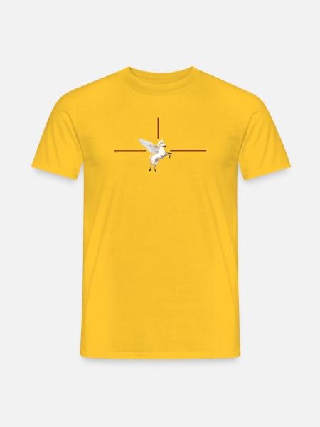 Licorne ailée devant des lignes rouges - T-shirt homme - jaune