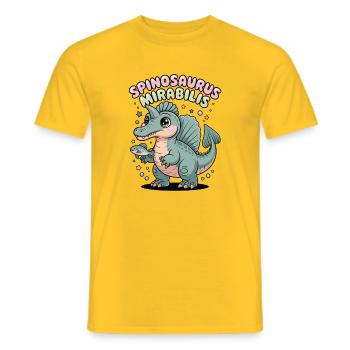 Neue Spinosaurus Mirabilis 2026 Entdeckung - Männer T-Shirt - Gelb - Vorne - AI Model Male 178 dark (178cm)