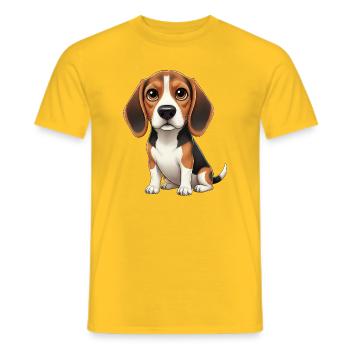 Süßer Beagle Hund Cartoon Treuer Freund Herrchen - Männer T-Shirt - Gelb - Vorne - AI Model Male 178 dark (178cm)