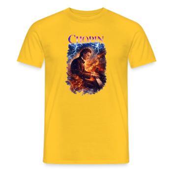 Chopin Fire Piano - Men's T-Shirt - yellow - Front - AI Model Male 178 dark (178cm)