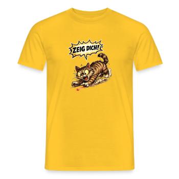 Katze Humor lustiger Spruch Geschenk - Männer T-Shirt - Gelb - Vorne - AI Model Male 178 dark (178cm)