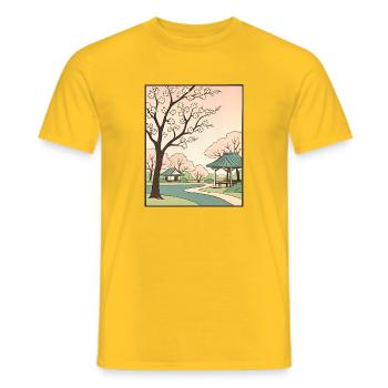 Traditioneller Japanischer Kirschblüten - Männer T-Shirt - Gelb - Vorne - AI Model Male 178 dark (178cm)