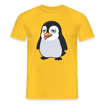Müder Pinguin Cartoon Schlapp Zunge Raus - Männer T-Shirt - Gelb - Vorne - AI Model Male 178 dark (178cm)