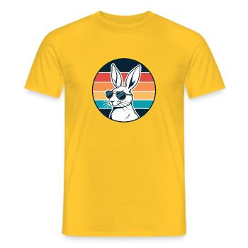 Lapin rétro ensoleillé avec lunettes - T-shirt homme - jaune - Devant - AI Model Male 178 dark (178cm)