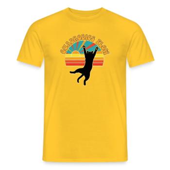 Retro Quadrobics Flow Black Cat 70s Sunset - Men's T-Shirt - yellow - Front - AI Model Male 178 dark (178cm)