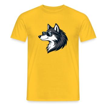 Loup Moderne Lunettes Soleil - T-shirt homme - jaune - Devant - AI Model Male 178 dark (178cm)