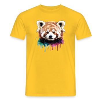 Roter Panda Kopf Farbkunst - Männer T-Shirt - Gelb - Vorne - AI Model Male 178 dark (178cm)