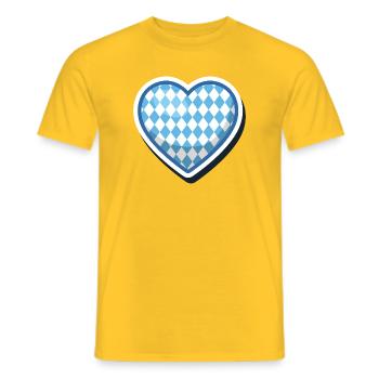 Cœur de supporter du Bayern en motif de cœur en diamant bleu blanc de Bavière - T-shirt homme - jaune - Devant - AI Model Male 178 dark (178cm)