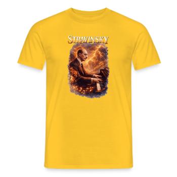 Stravinsky Piano Fire - Men's T-Shirt - yellow - Front - AI Model Male 178 dark (178cm)