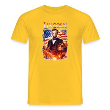 Lincolns Flammendes Freiheitsbild - Männer T-Shirt - Gelb - Vorne - AI Model Male 178 dark (178cm)