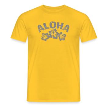 Aloha Hibiscus Tropical Design - Men's T-Shirt - yellow - Front - AI Model Male 178 dark (178cm)