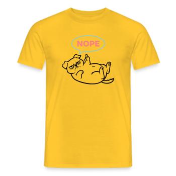 Synopsis coloré de la bande dessinée Pug Dog - T-shirt homme - jaune - Devant - AI Model Male 178 dark (178cm)
