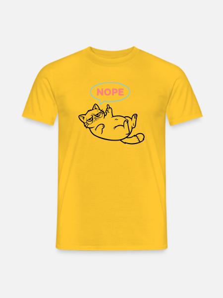 Katze Nope Sprechblase Farbig - Männer T-Shirt - Gelb