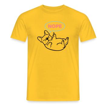 Frenchie Hund Nope Comic Bunt - Männer T-Shirt - Gelb - Vorne - AI Model Male 178 dark (178cm)