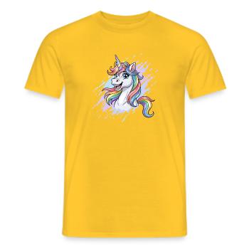 Rainbow Unicorn Head Splash - Men's T-Shirt - yellow - Front - AI Model Male 178 dark (178cm)