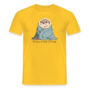 Schlotter Otter im Wintermodus - Männer T-Shirt - Gelb - Vorne - AI Model Male 178 dark (178cm)