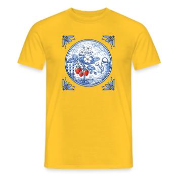 Strawberry garden motif in tile style - Men's T-Shirt - yellow - Front - AI Model Male 178 dark (178cm)
