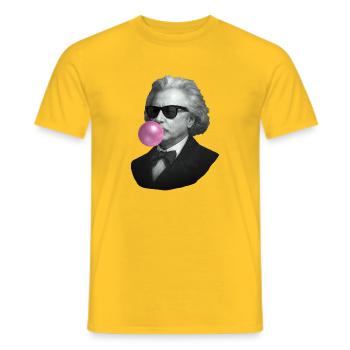Vintage Pop Portrait with Pink Bubble - Men's T-Shirt - yellow - Front - AI Model Male 178 dark (178cm)