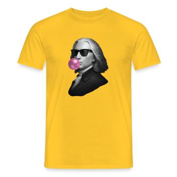 Gray portrait with pink bubble - Men's T-Shirt - yellow - Front - AI Model Male 178 dark (178cm)