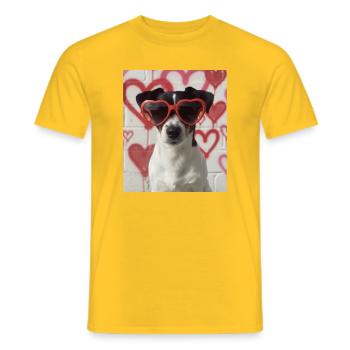 Herzbrille Hund im Graffiti Herz - Männer T-Shirt - Gelb - Vorne - AI Model Male 178 dark (178cm)