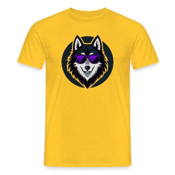 Husky glam purple glasses - Men's T-Shirt - yellow - Front - AI Model Male 178 dark (178cm)