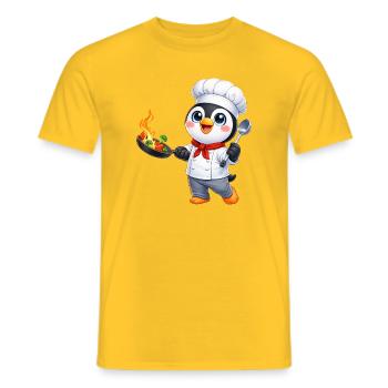 Cuisine animée de dessins animés Chef pingouin mignon - T-shirt homme - jaune - Devant - AI Model Male 178 dark (178cm)