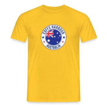 Insigne de Coffs Harbour Australie - T-shirt homme - jaune - Devant - AI Model Male 178 dark (178cm)