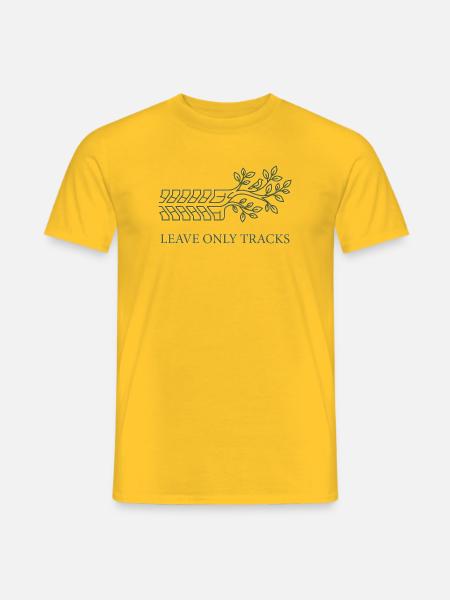 Nur Spuren hinterlassen, Baumreifenprofil-Kunst - Männer T-Shirt - Gelb