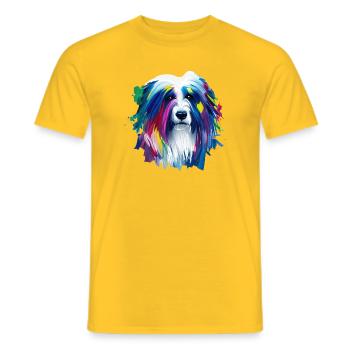 Altenglischer Schäferhund lebendige Ölmalerei Kunst - Männer T-Shirt - Gelb - Vorne - AI Model Male 178 dark (178cm)